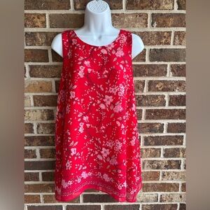 Max Studio Vibrant Red Floral Sleeveless Top